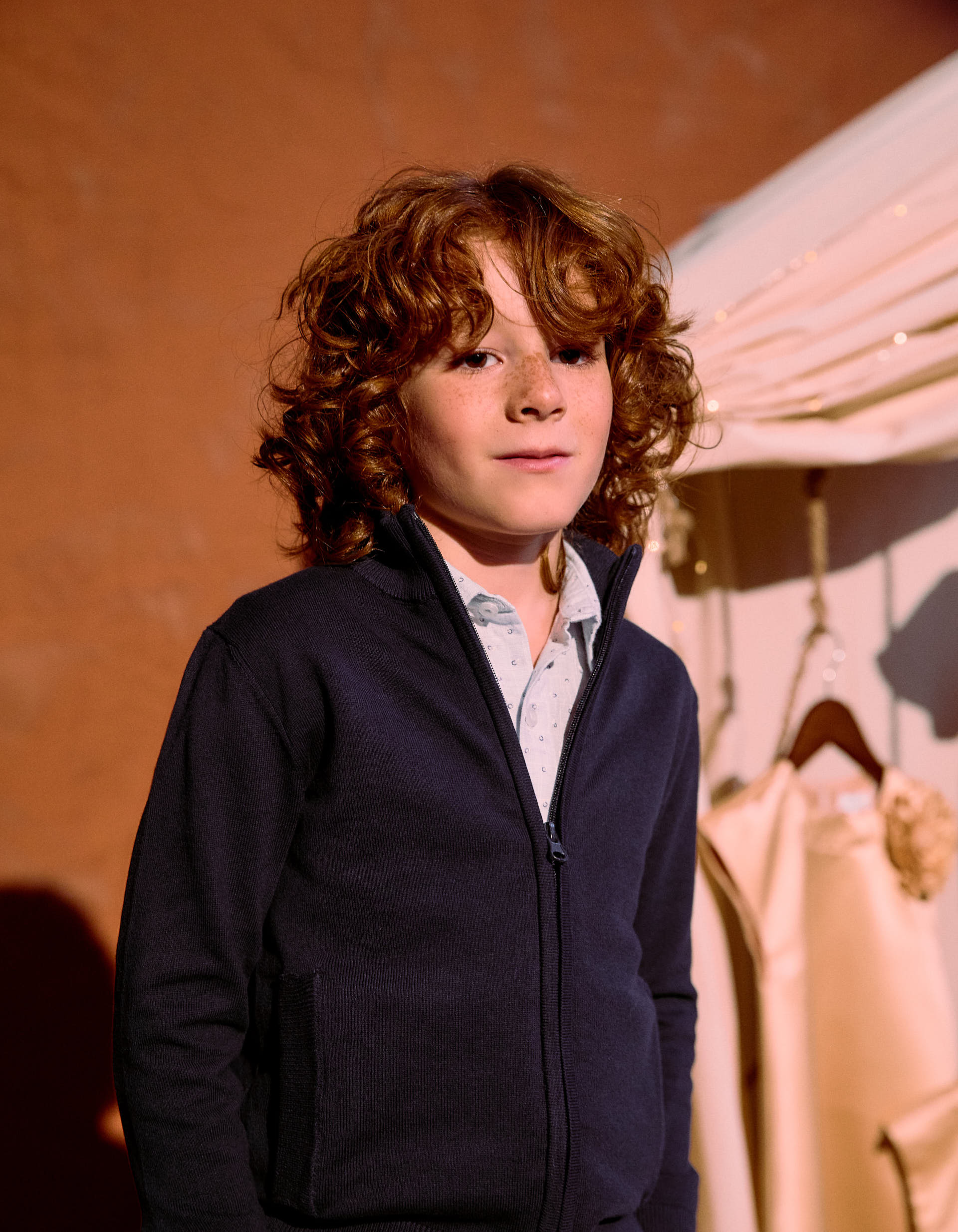 Dark Green Cotton Hooded Jacket with Textured Embroidery for Boys