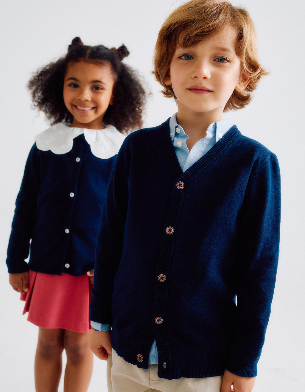 Dark Blue V-Neck Knitted Cardigan for Boys