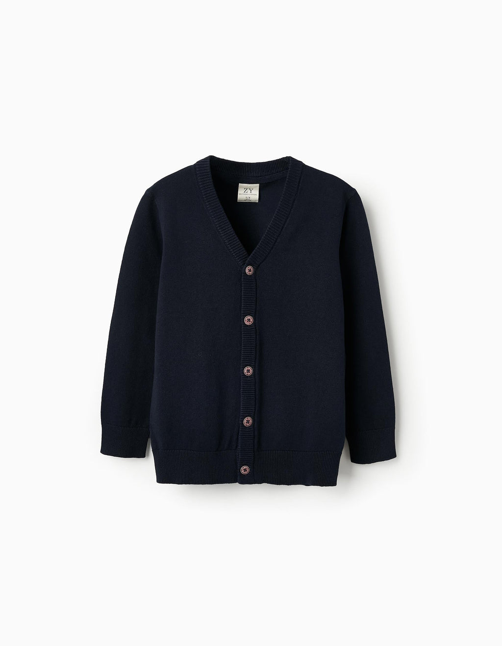 Dark Blue V-Neck Knitted Cardigan for Boys