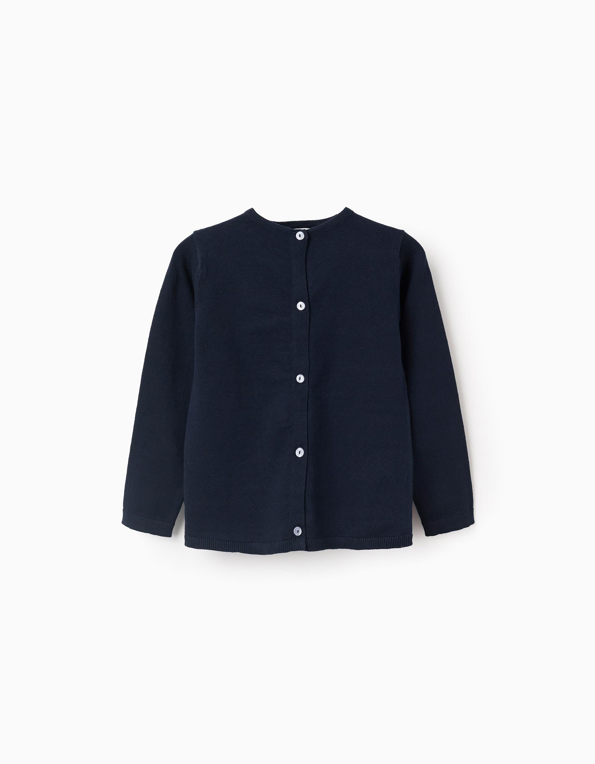 Round Neck Knit Sweater for Girls, Dark Blue