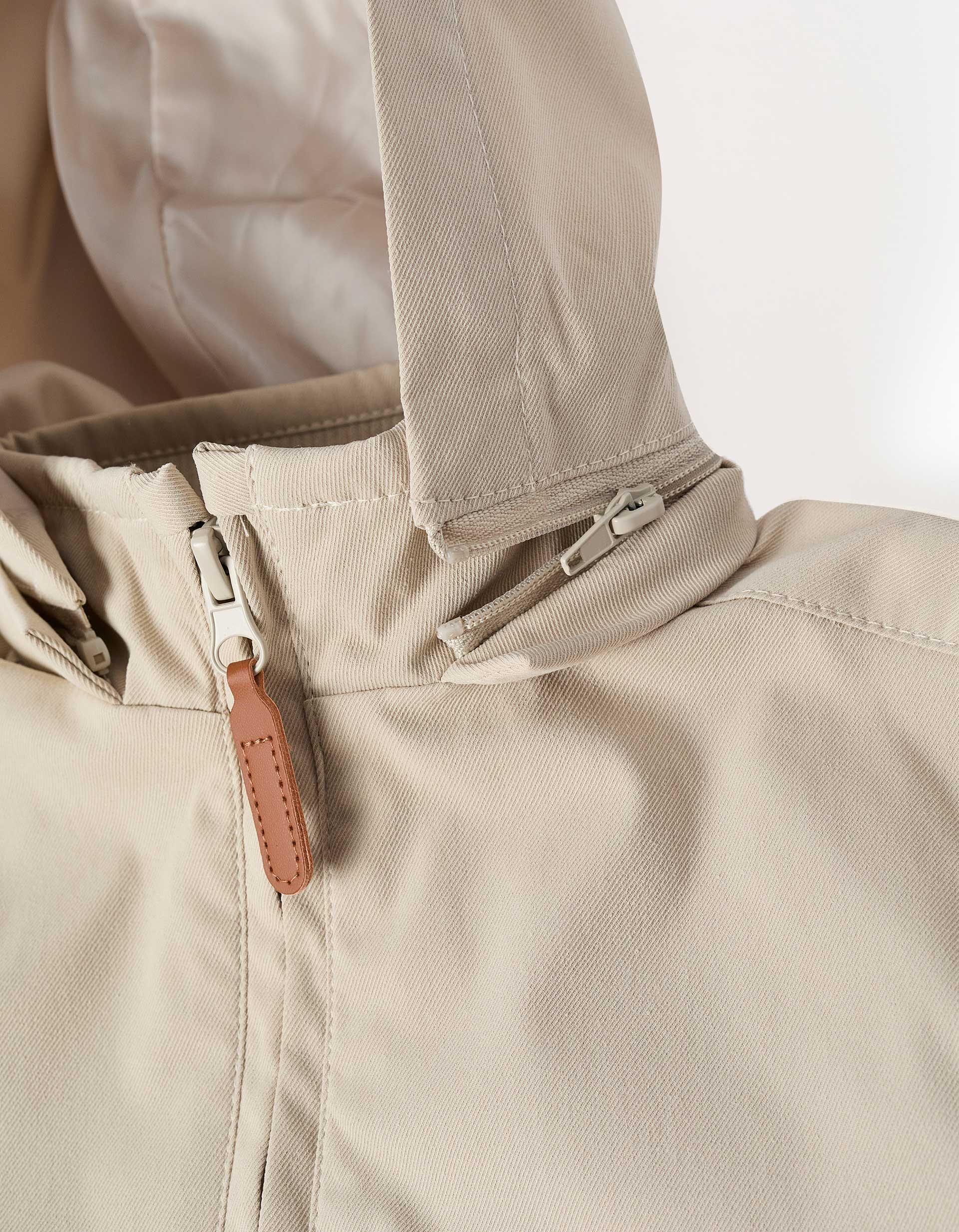 Jacket with lining and removable hood for boys, light beige
