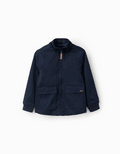 Jacket with lining and removable hood for boys, dark blue
