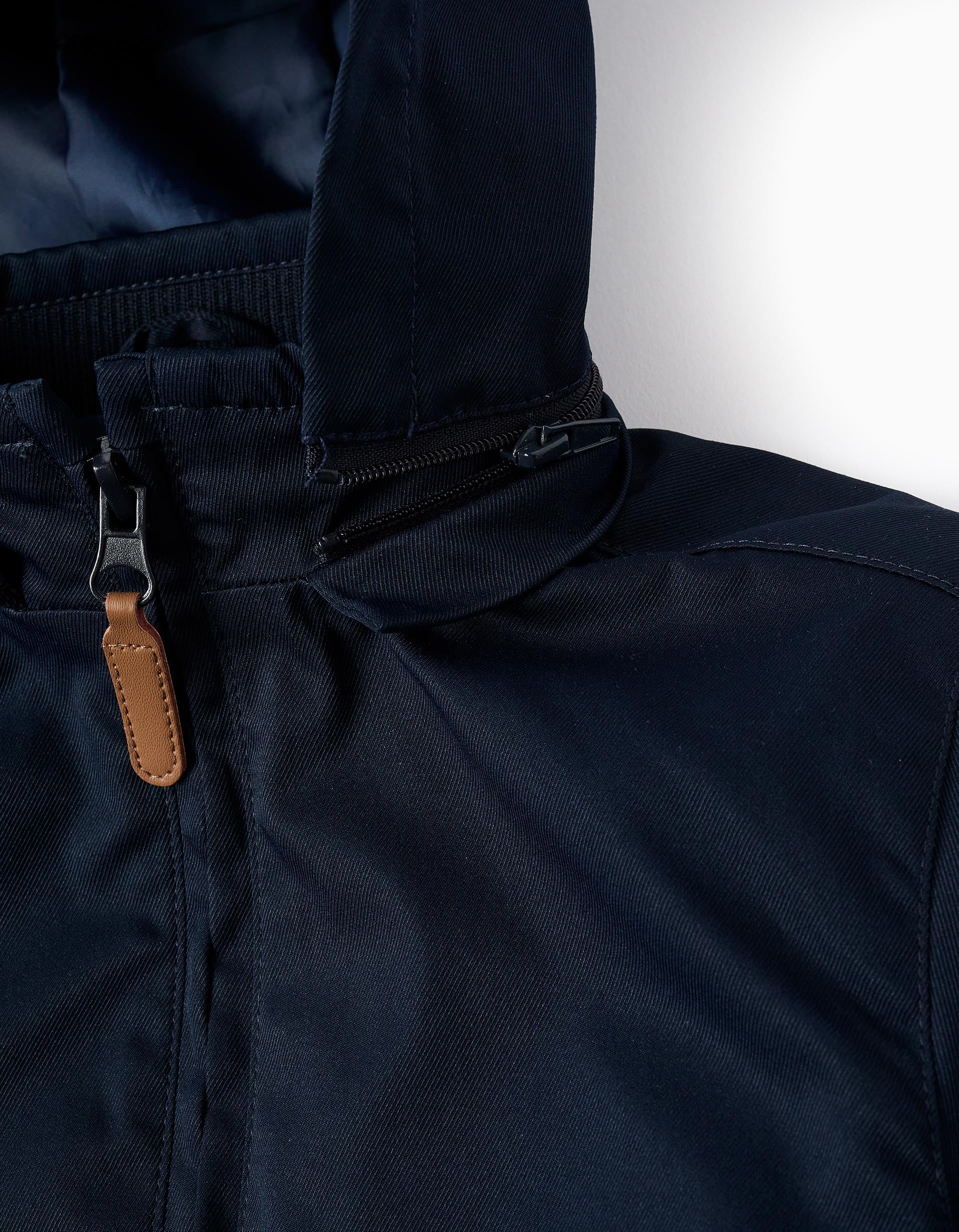 Jacket with lining and removable hood for boys, dark blue