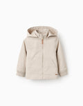 Jacket with lining and removable hood for baby boys, light beige