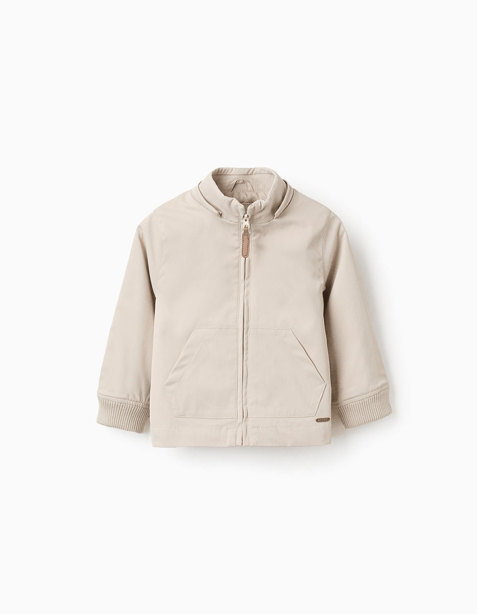 Jacket with lining and removable hood for baby boys, light beige