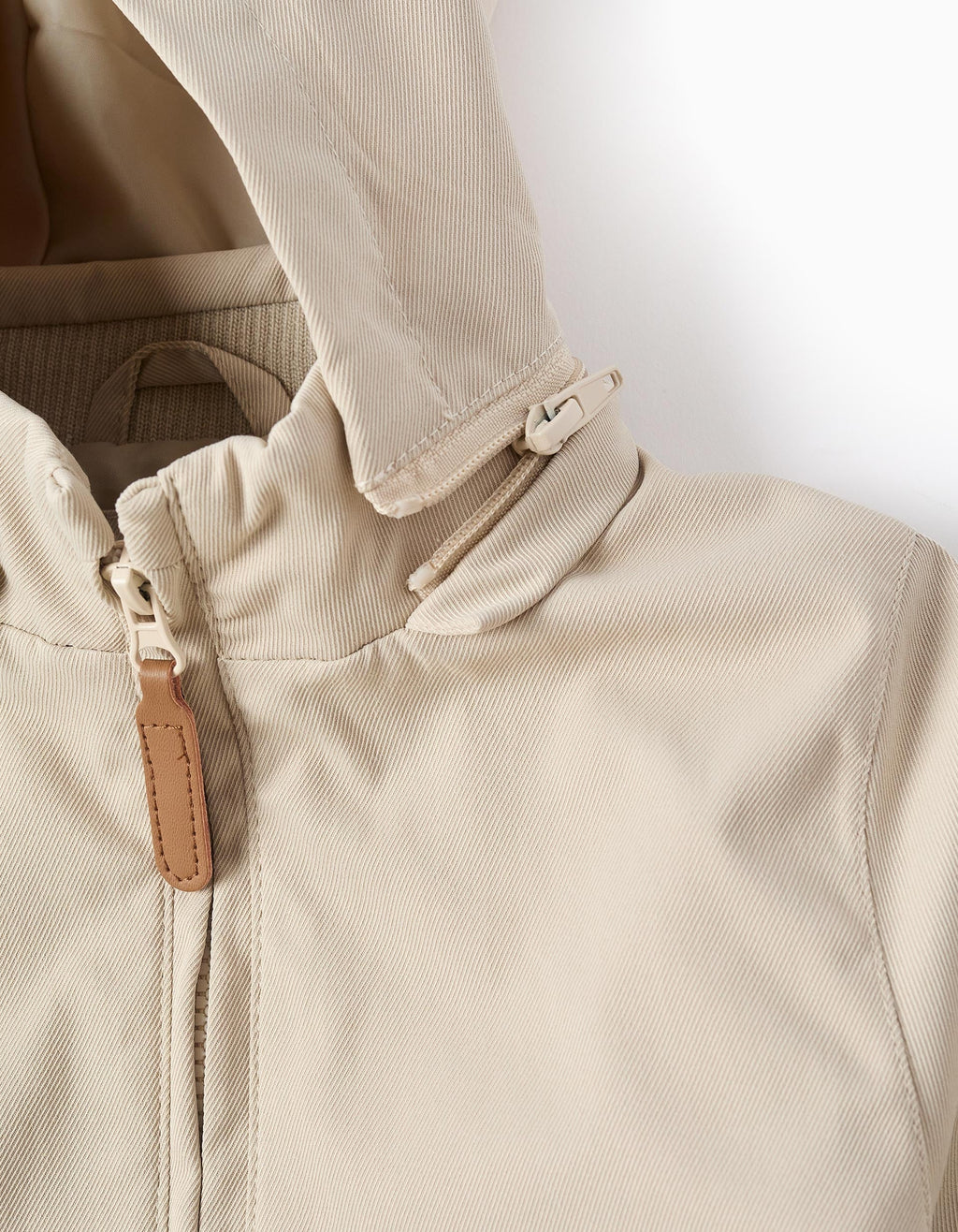 Jacket with lining and removable hood for baby boys, light beige