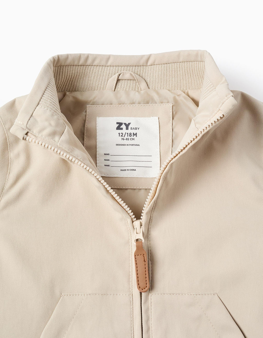 Jacket with lining and removable hood for baby boys, light beige