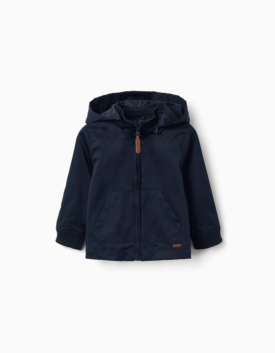 Jacket with lining and removable hood for baby boys, dark blue