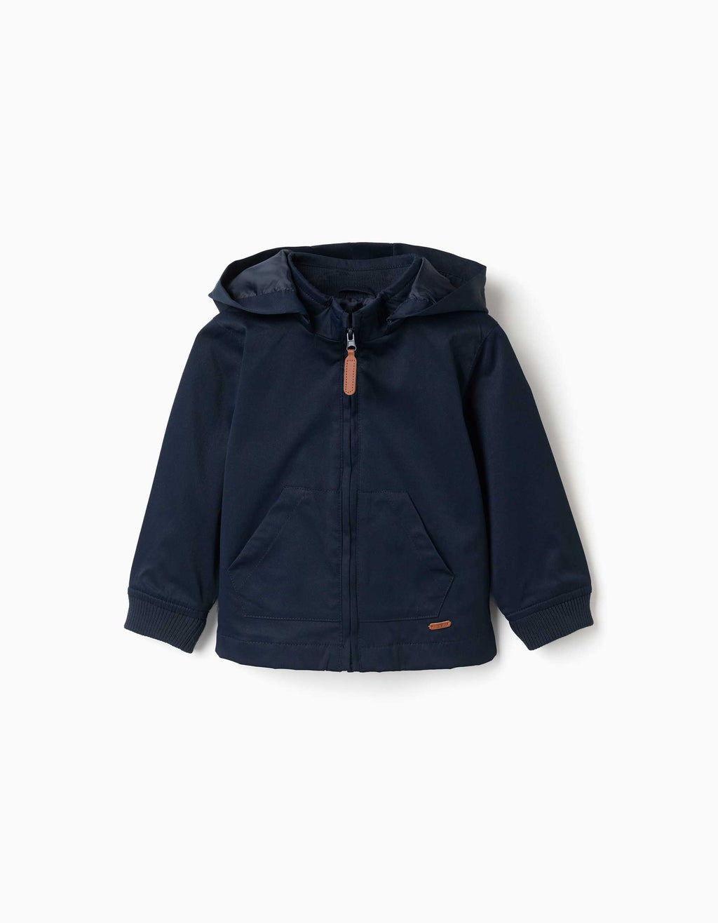 Jacket with lining and removable hood for baby boys, dark blue