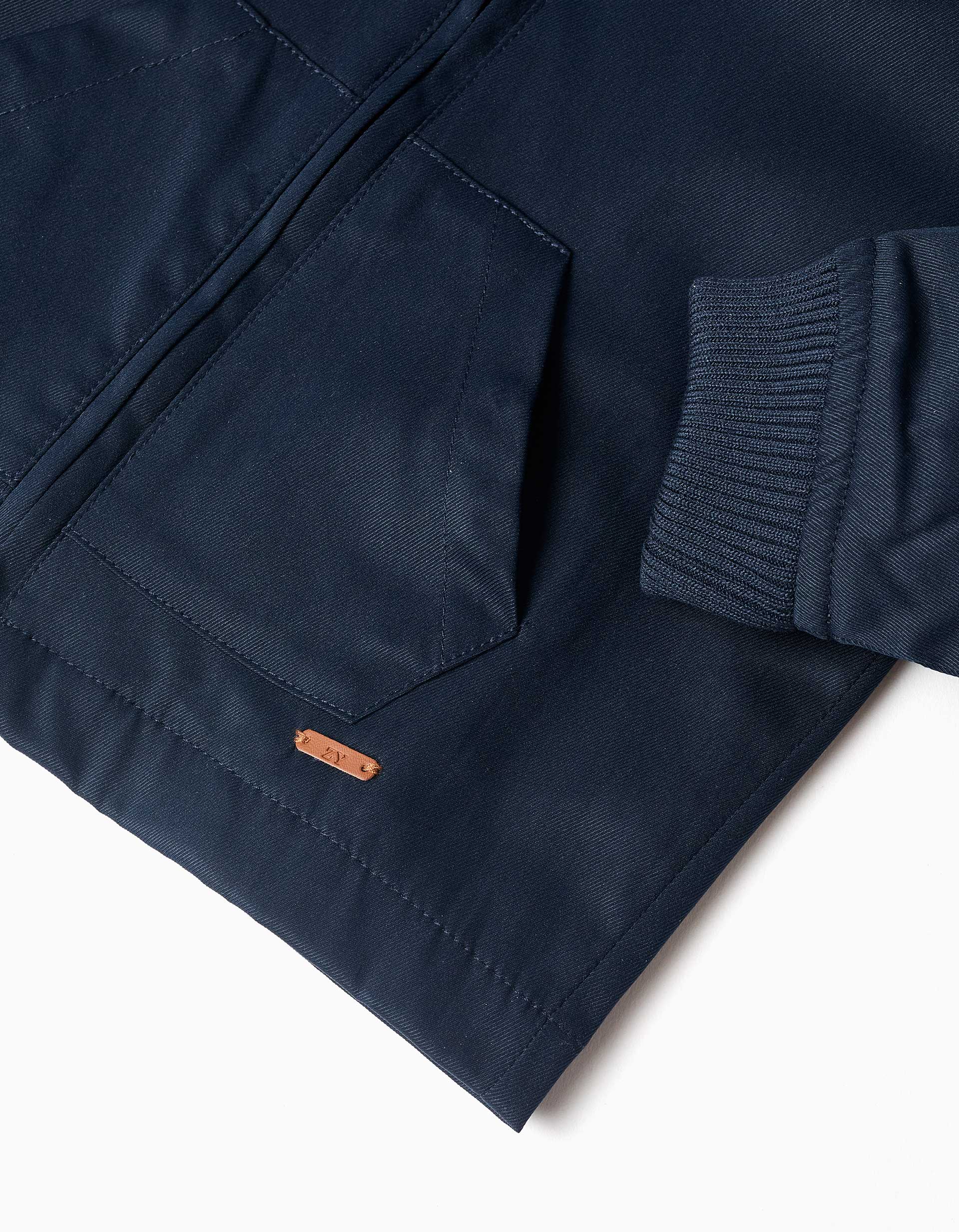 Jacket with lining and removable hood for baby boys, dark blue