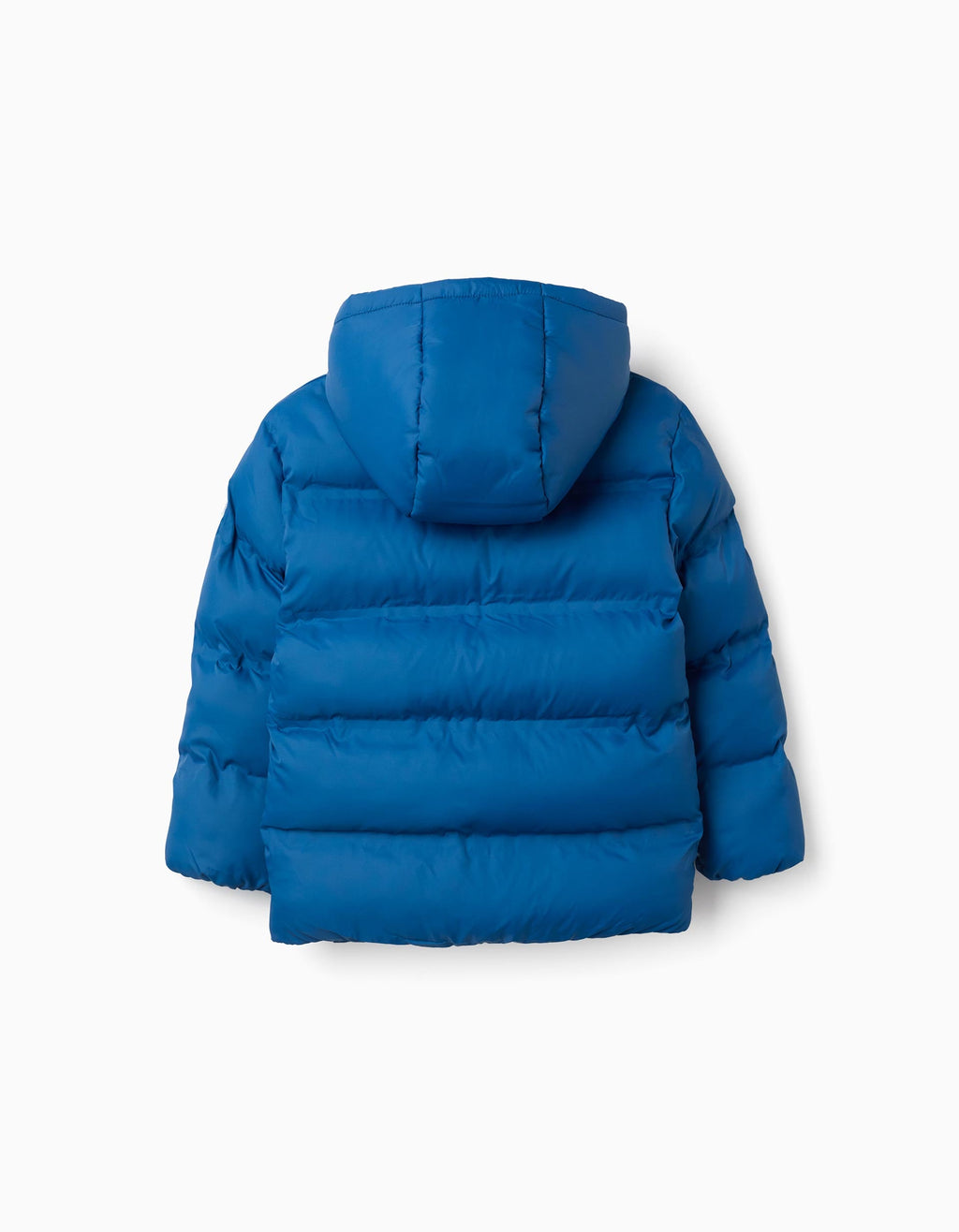 Hooded thermal quilted jacket with pockets for boys, blue