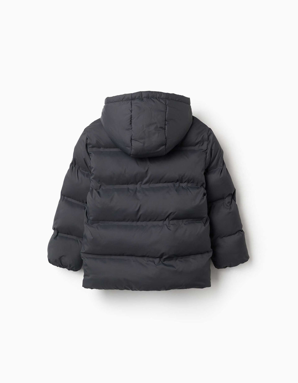 Hooded thermal quilted jacket with pockets for boys, dark grey
