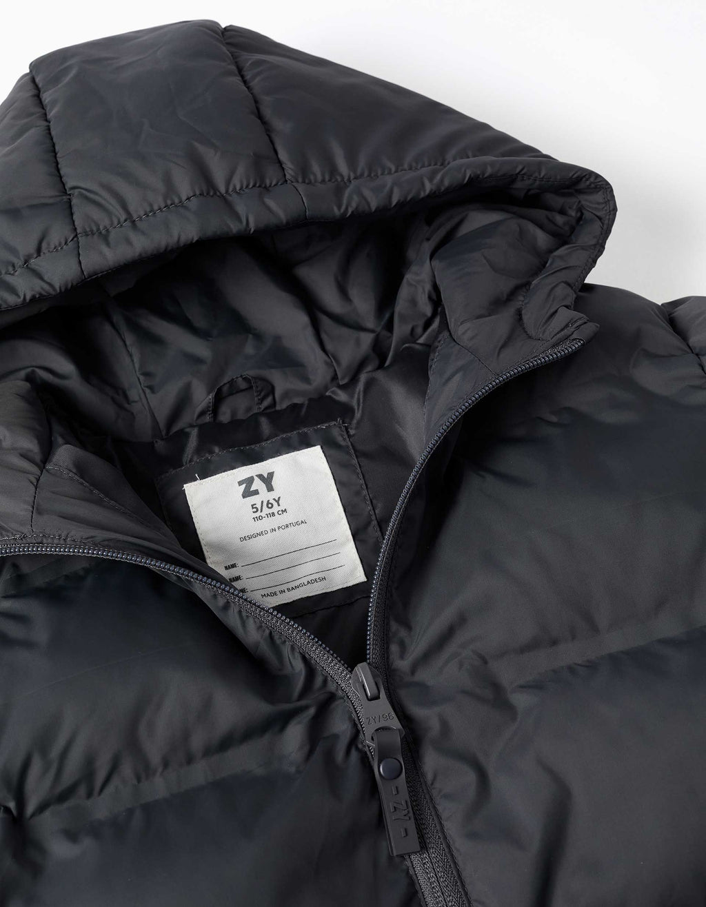 Hooded thermal quilted jacket with pockets for boys, dark grey