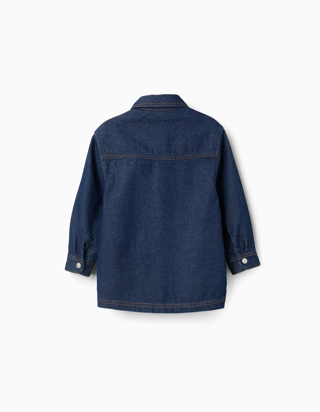 Denim overshirt with front pockets for boys, dark blue