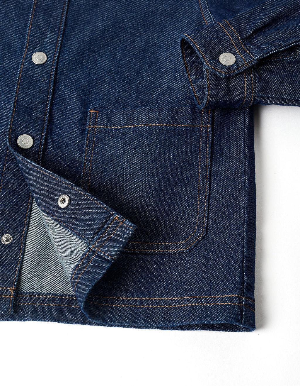 Denim overshirt with front pockets for boys, dark blue