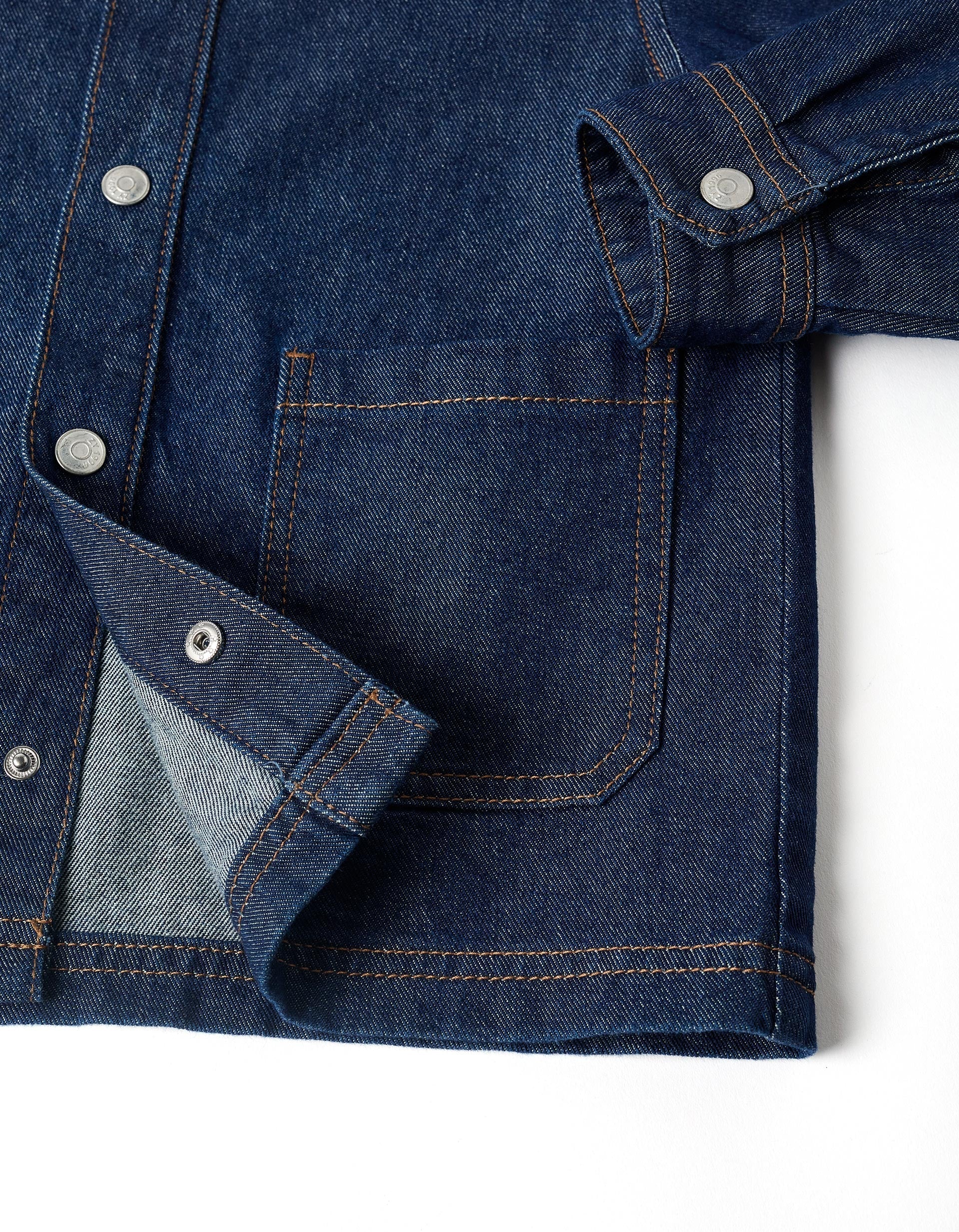 Denim overshirt with front pockets for boys, dark blue