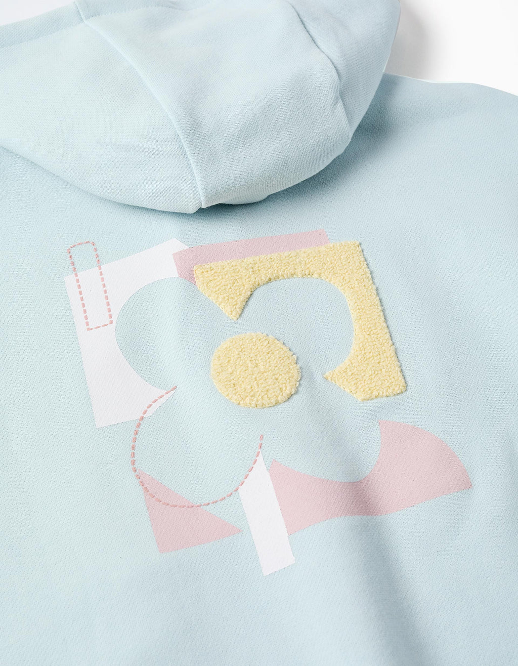 Cotton hooded jacket with flower print for girls, light blue