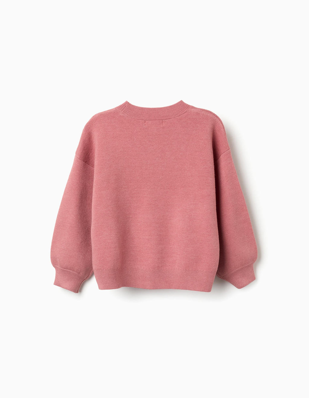 Knitted jumper with embroidered flowers for girls, pink