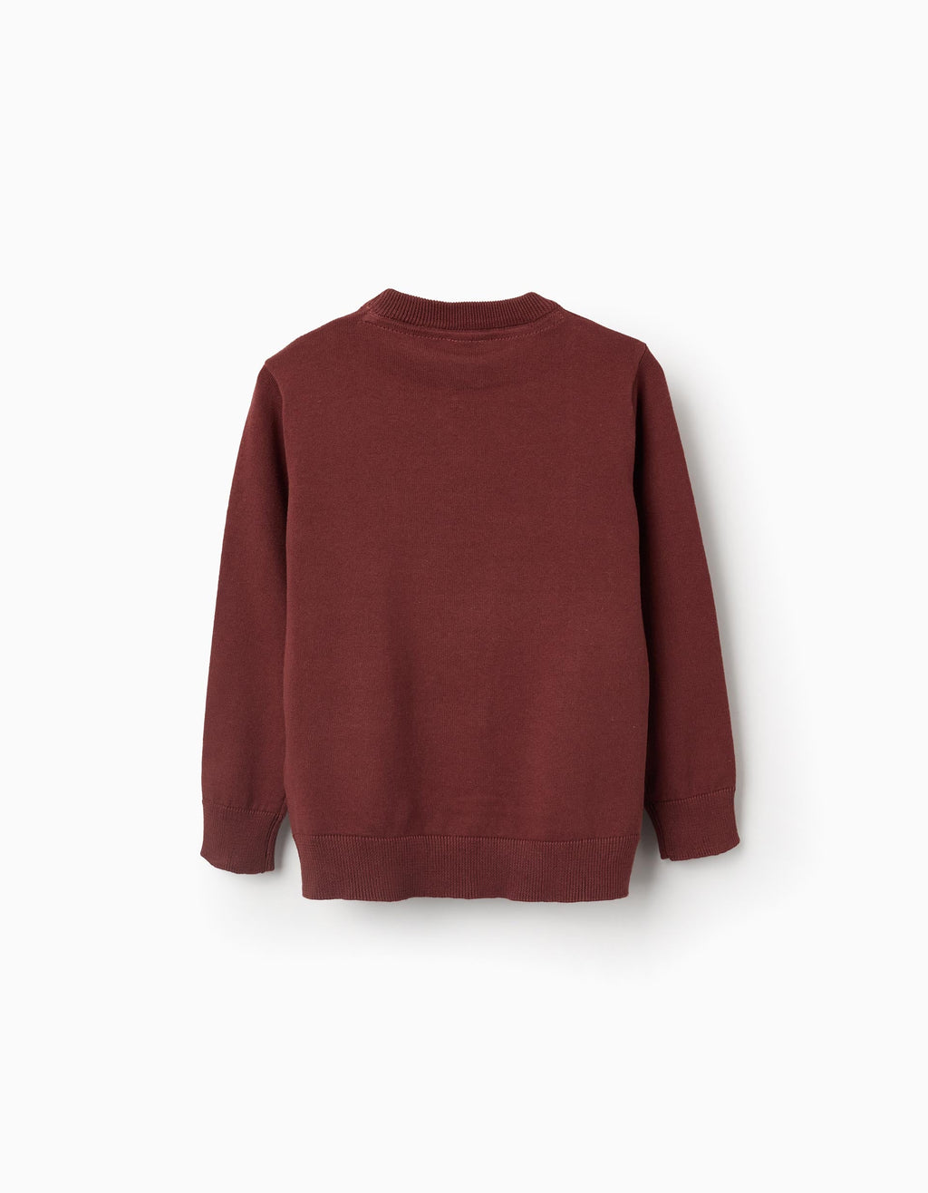 Knitted jumper with ribbed ends for boys, brown
