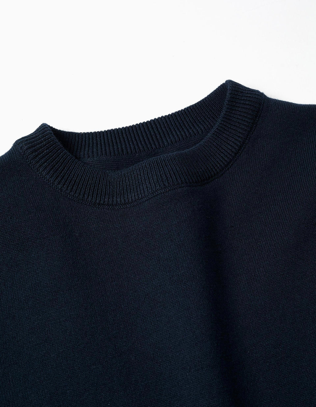 Knitted jumper with ribbed ends for boys, navy blue