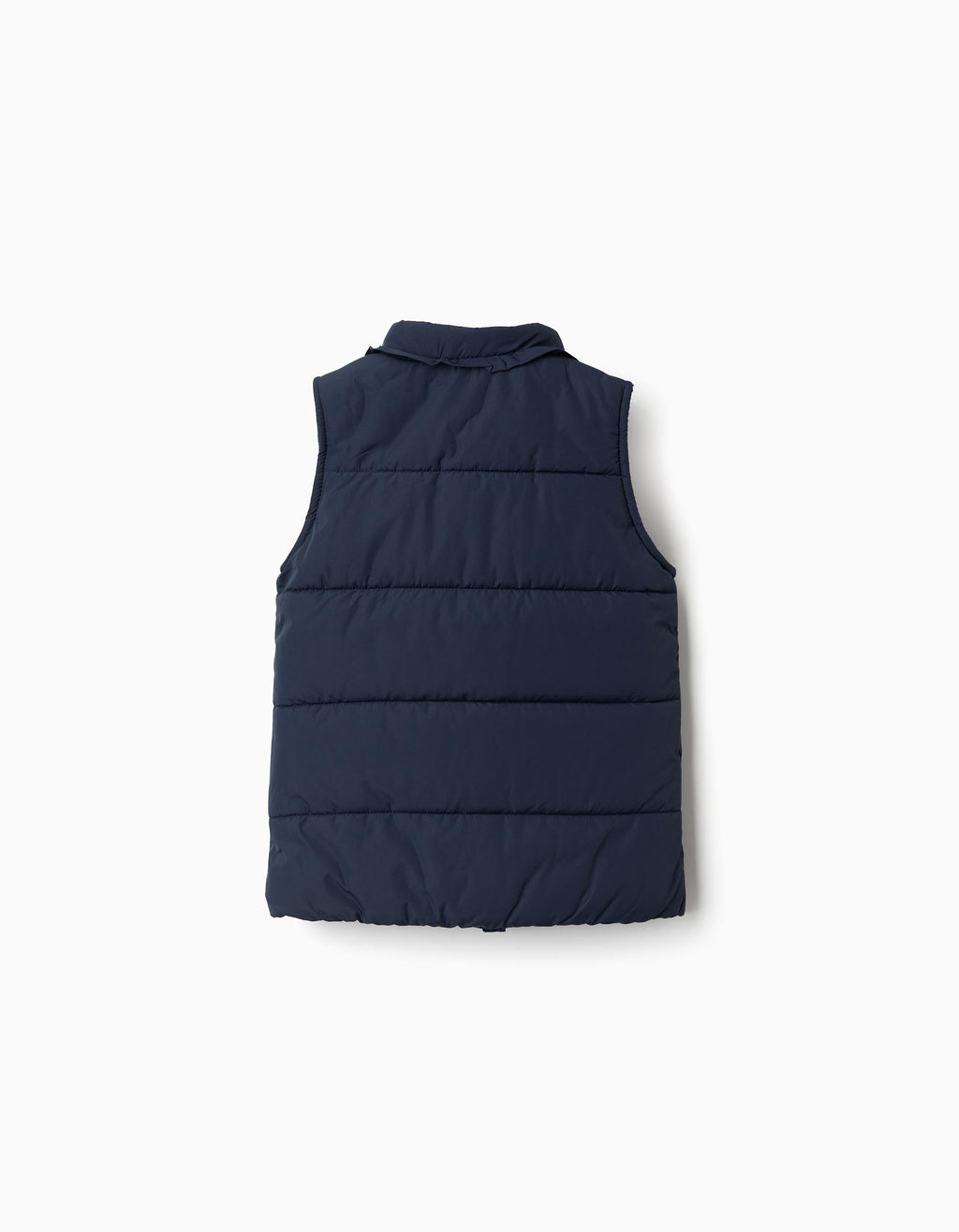Puffer vest with polar fleece lining and ruffles for girls, navy blue