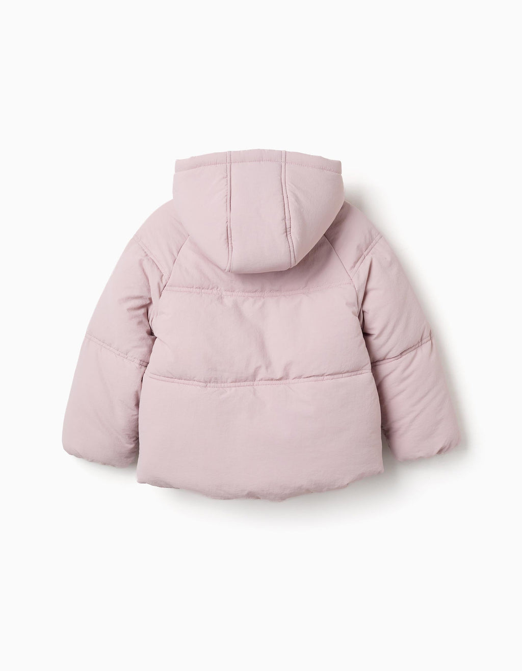 Hooded puffer jacket with polar fleece lining for girls, light purple