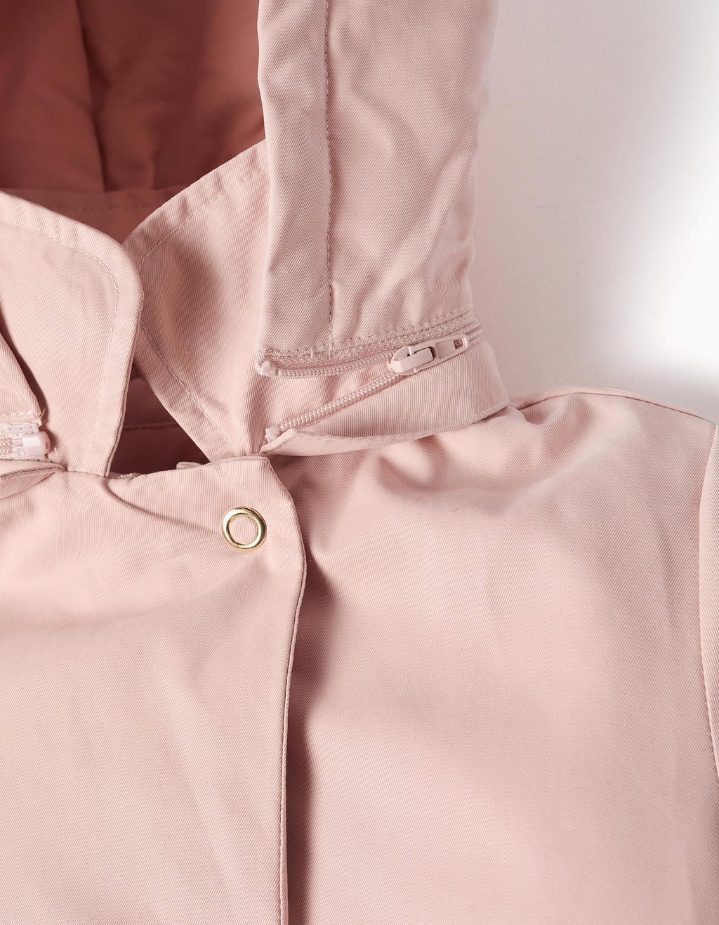 Padded parka with detachable hood and pockets for girls, light pink
