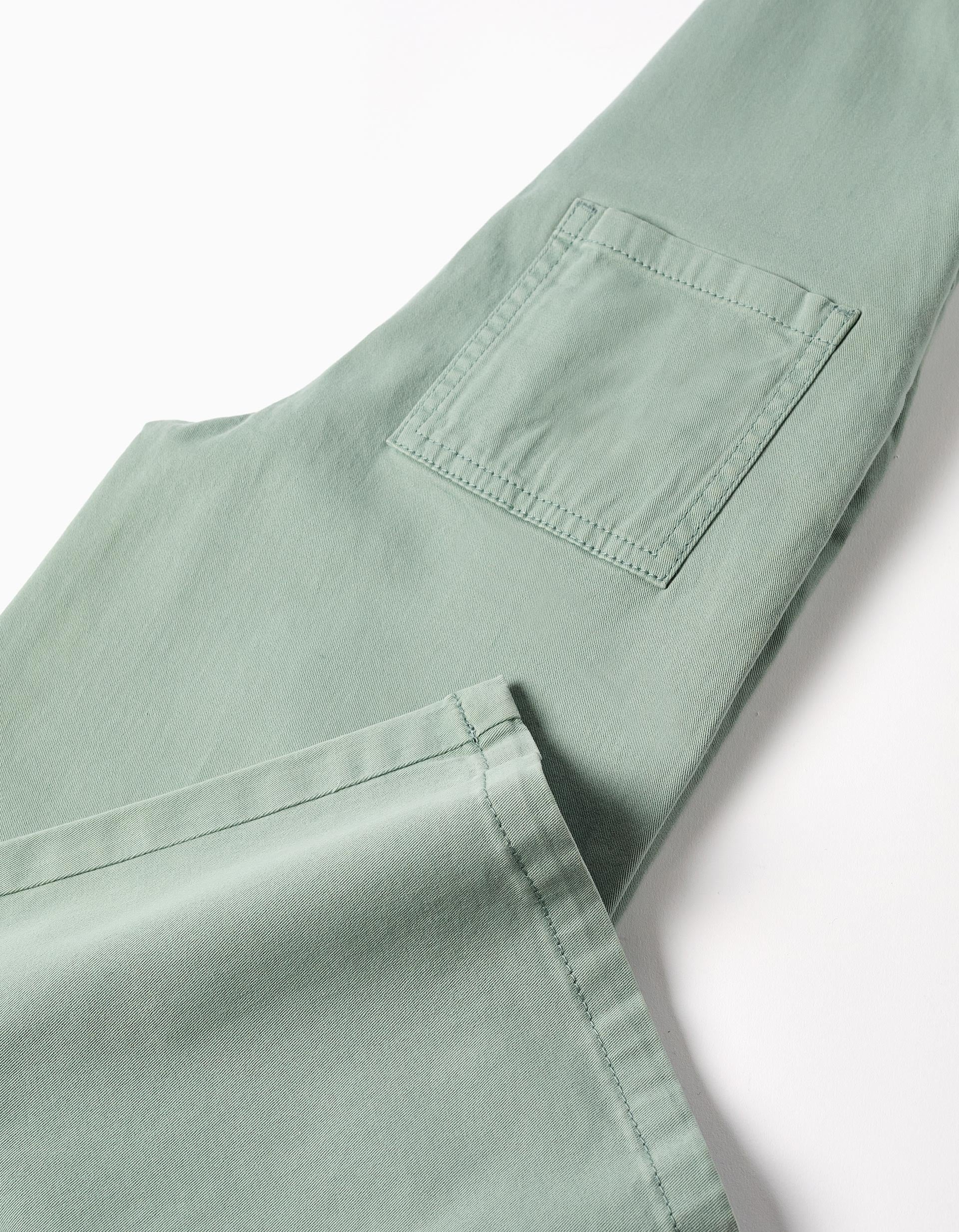 Wide leg twill dungarees for girls, light green