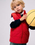 Puffer vest with polar fleece lining and pockets for boys, red