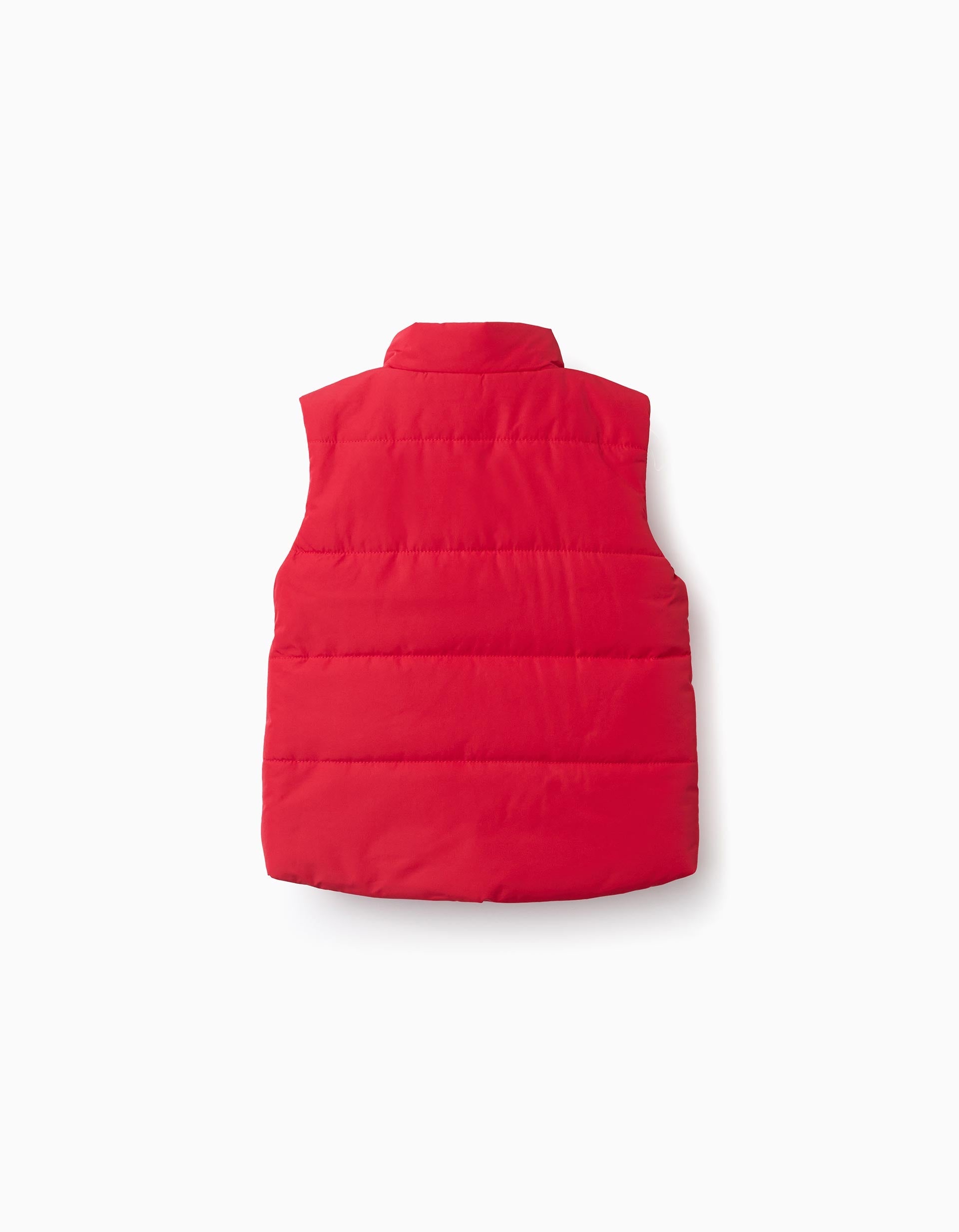 Padded vest with fleece lining and side pockets for babies, red