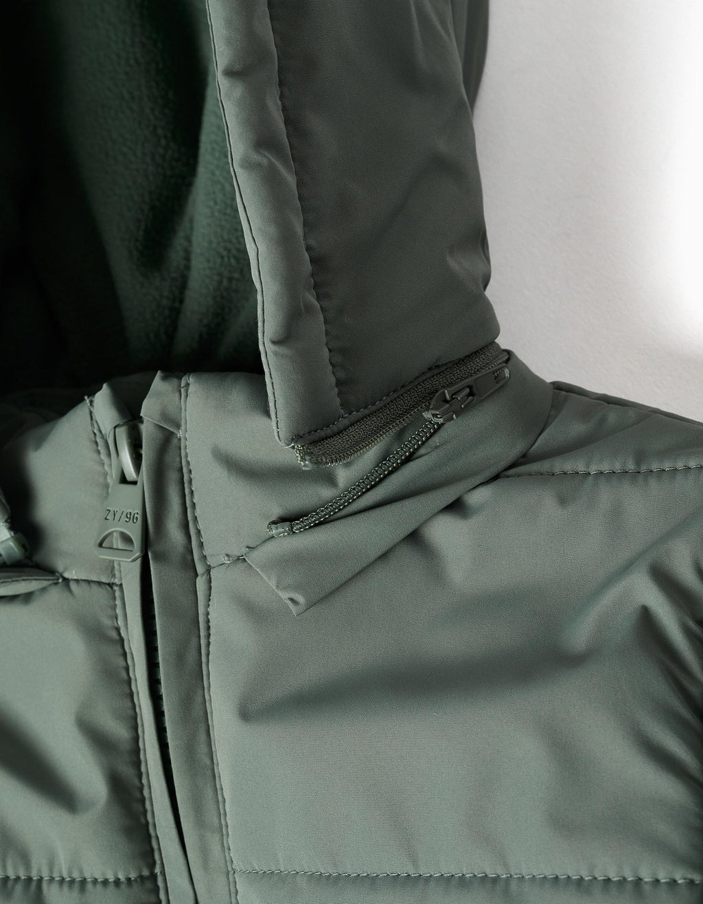 Puffer jacket with detachable hood for baby boys, dark green