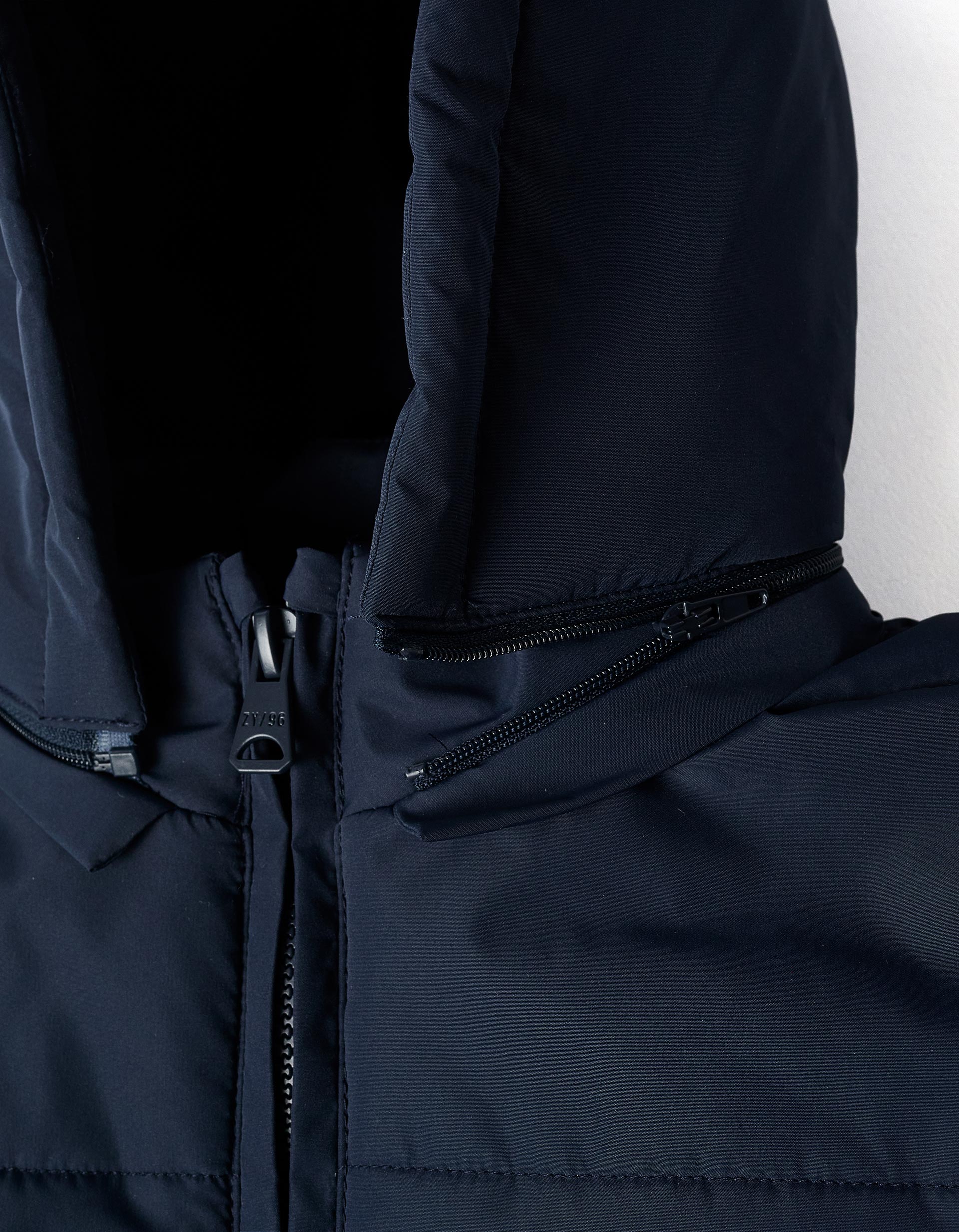 Hooded puffer jacket with fleece lining for boys, navy blue