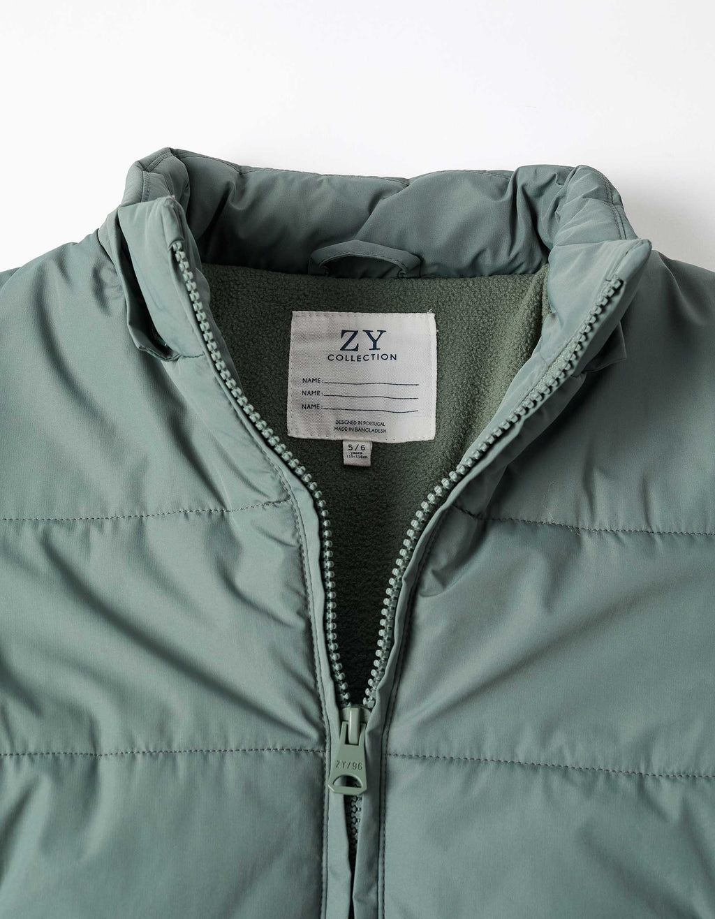 Hooded puffer jacket with fleece lining for boys, dark green
