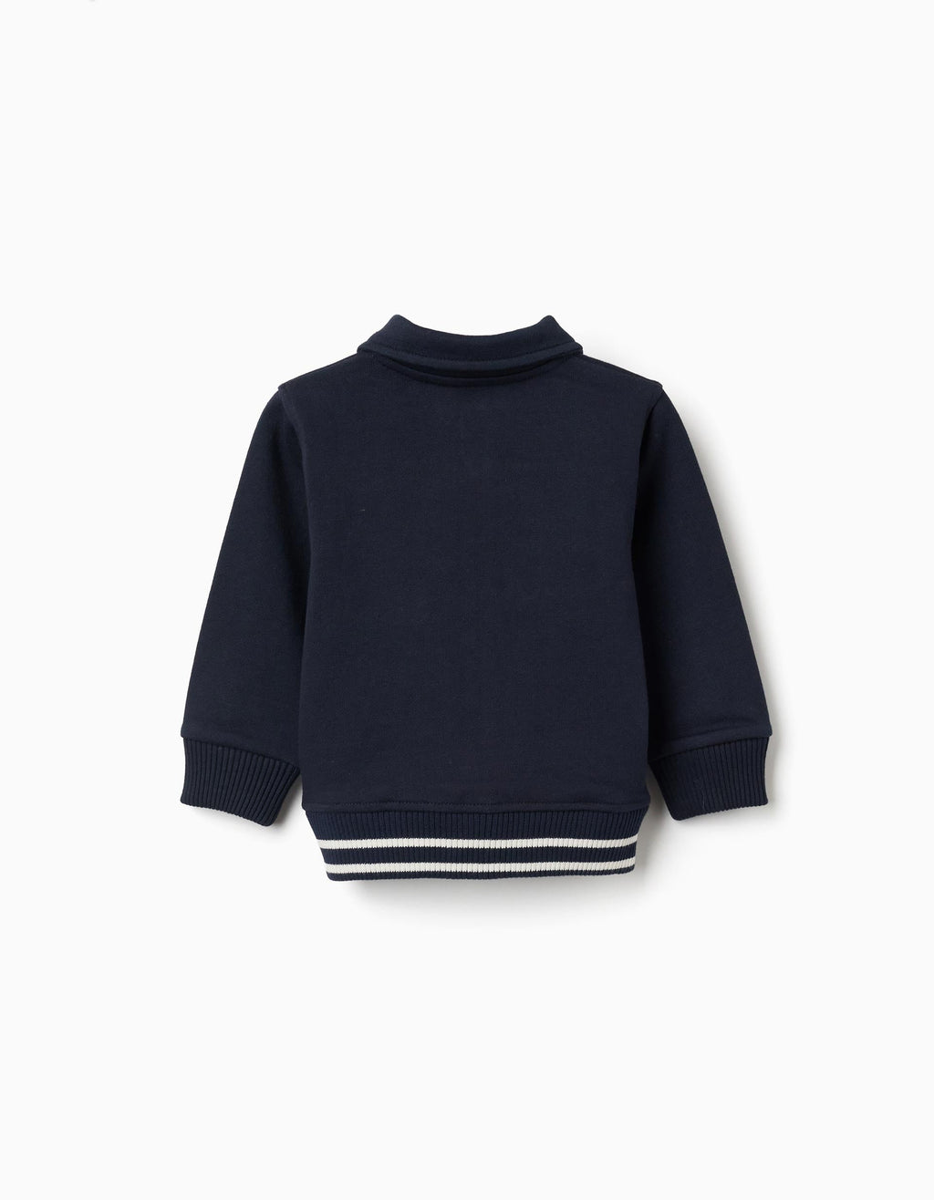 Cotton jacket with chest pockets for baby boys, navy blue/white