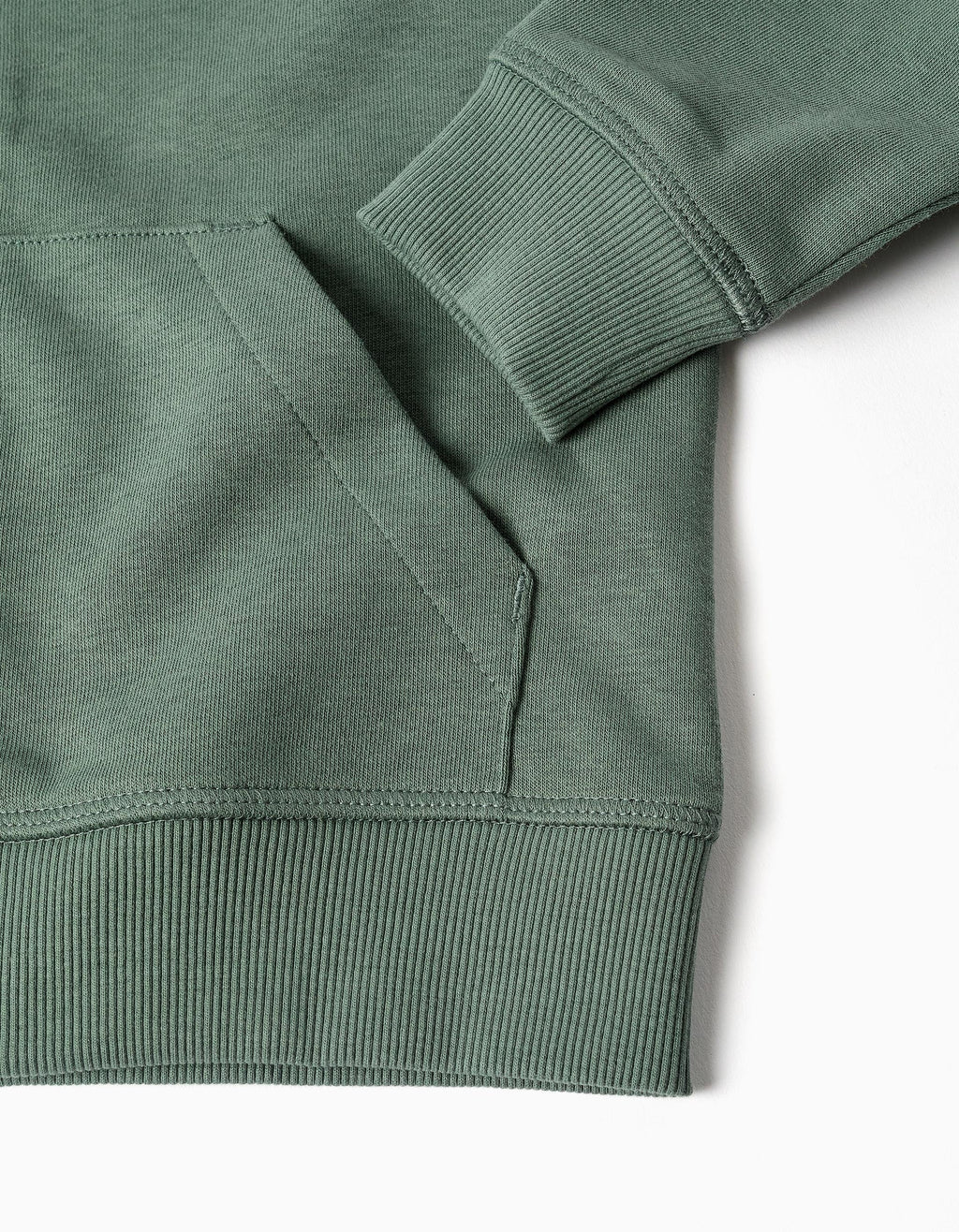 Dark Green Cotton Hooded Jacket with Boucle Embroidery for Boys