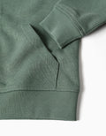 Dark Green Cotton Hooded Jacket with Boucle Embroidery for Boys