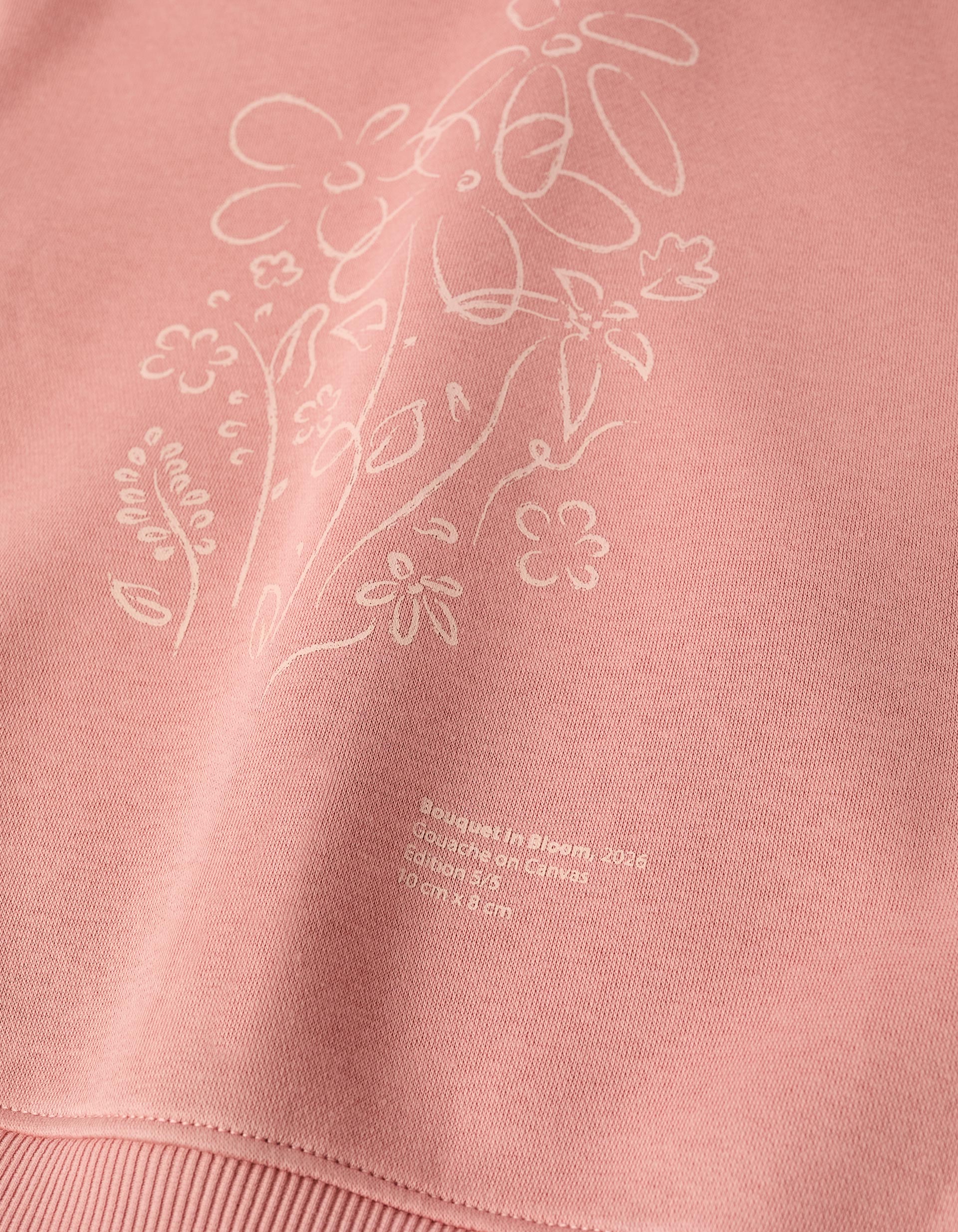 Brushed hooded jacket with floral prints for girls, dusty pink