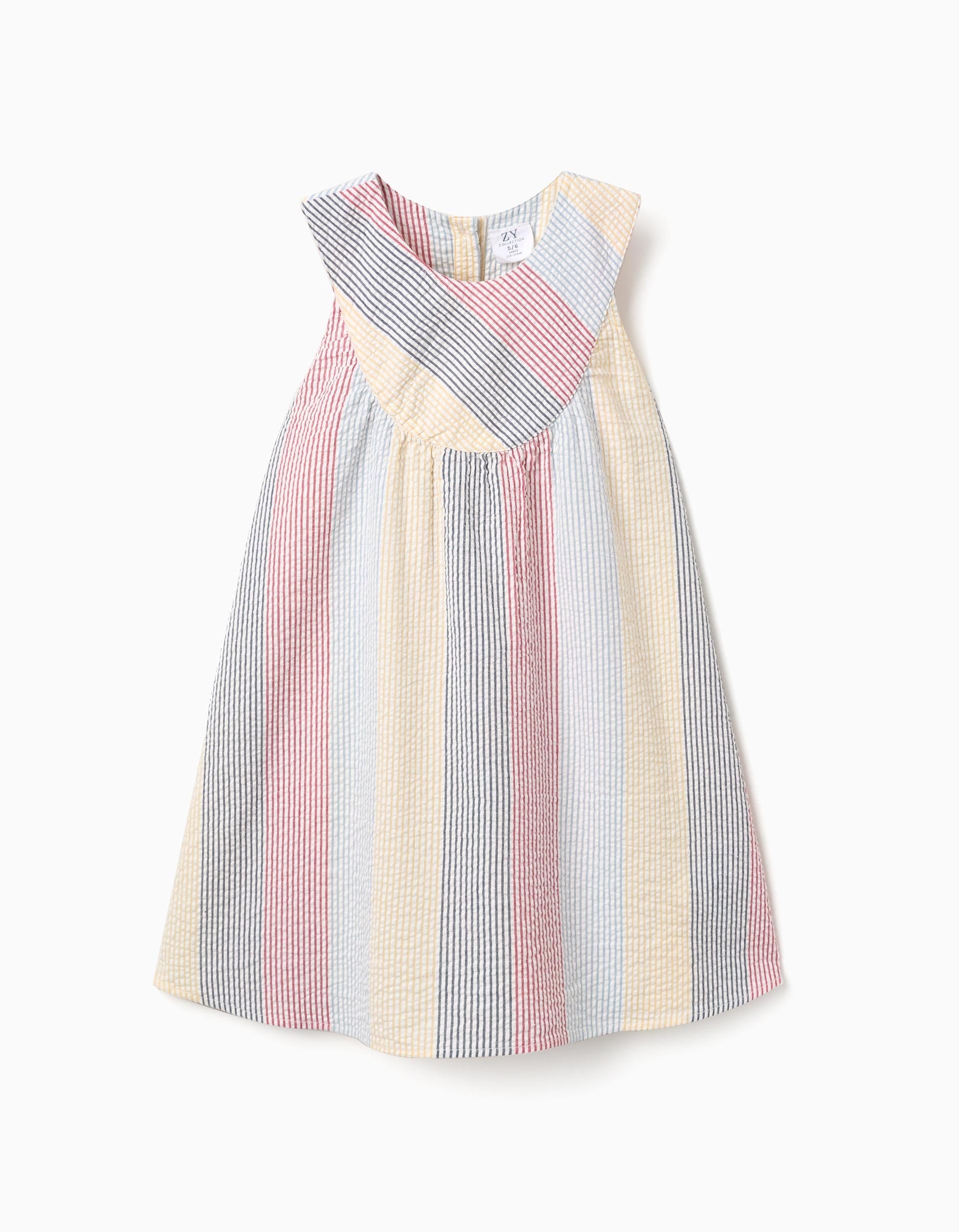 Striped cotton dress You&Me for girls, red/blue/yellow