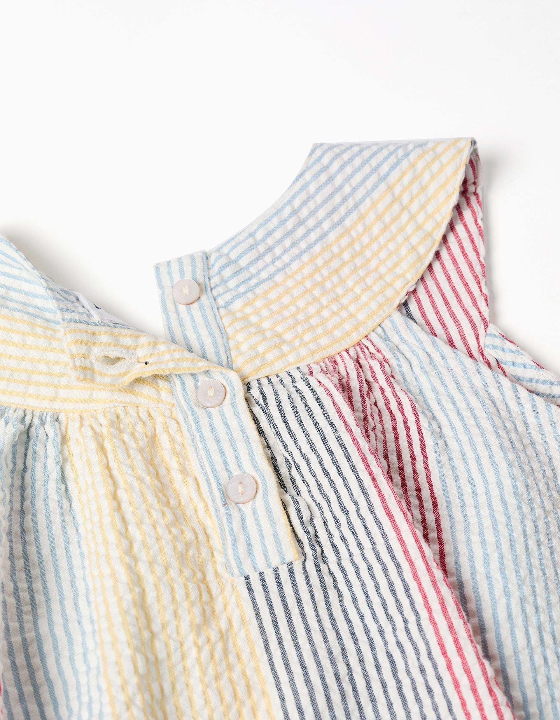 Striped cotton dress You&Me for girls, red/blue/yellow