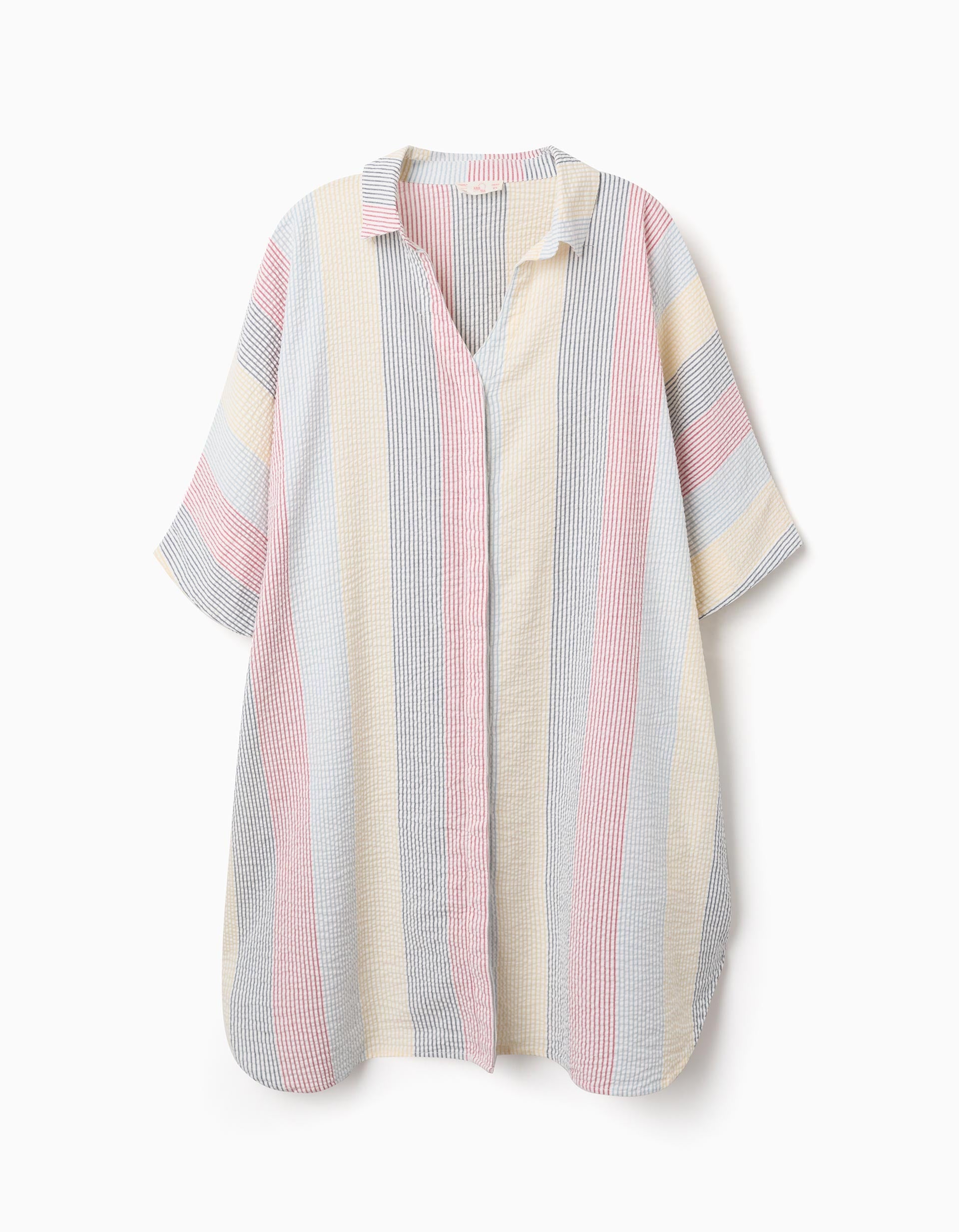 Striped cotton dress You&Me for women, red/blue/yellow