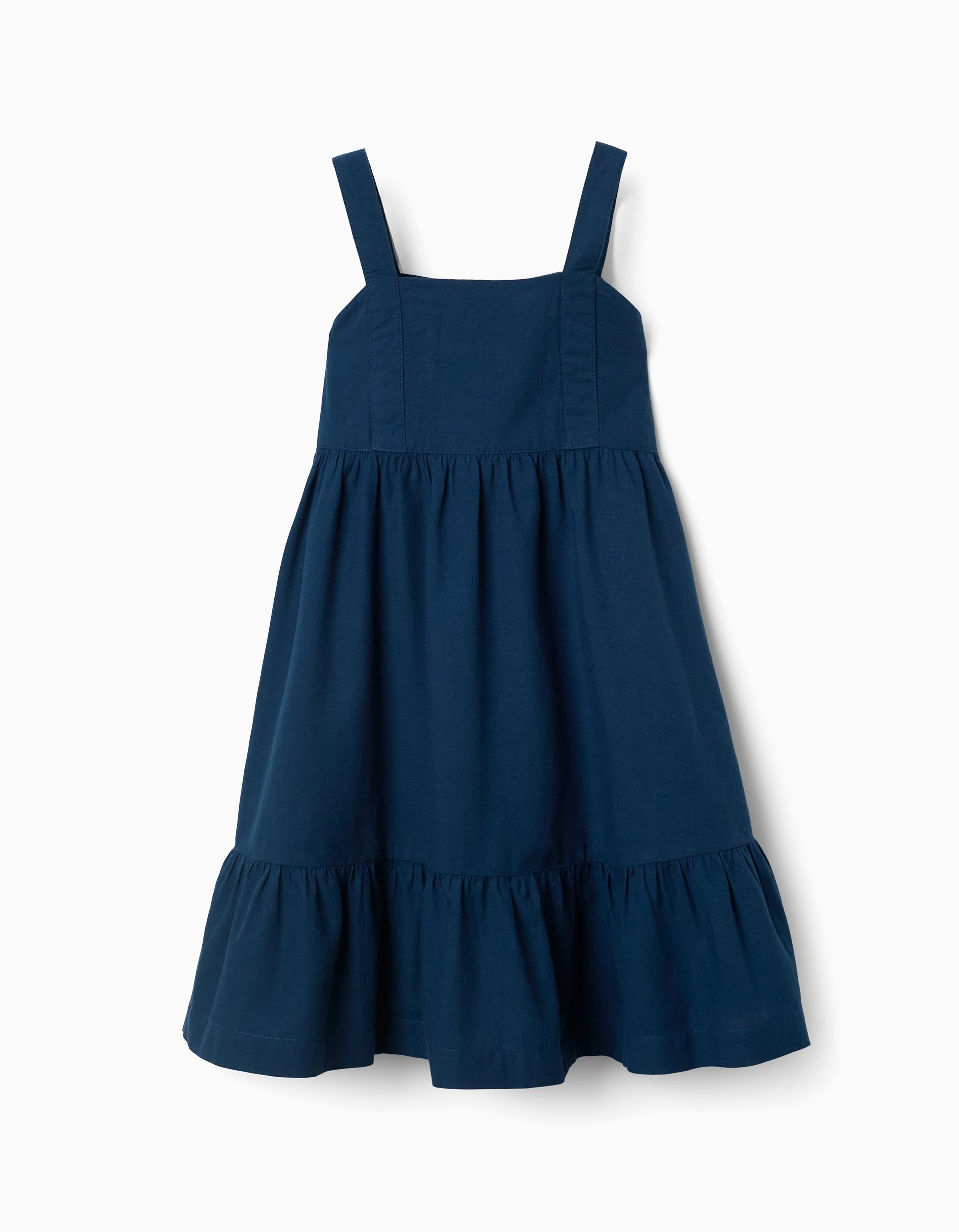 Sleeveless cotton dress with lining You&Me for girls, dark blue